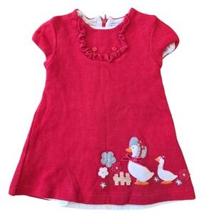 Mayoral Girls Red Corduroy Goose Applique Ruffle Dress 18m 86cm